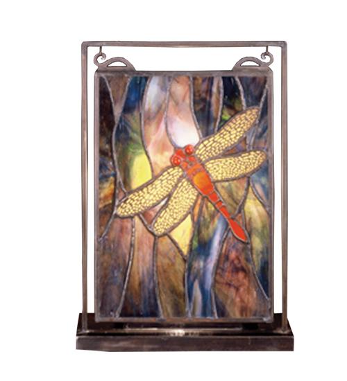 9.5&#34;W X 10.5&#34;H Dragonfly Lighted Mini Tabletop Window