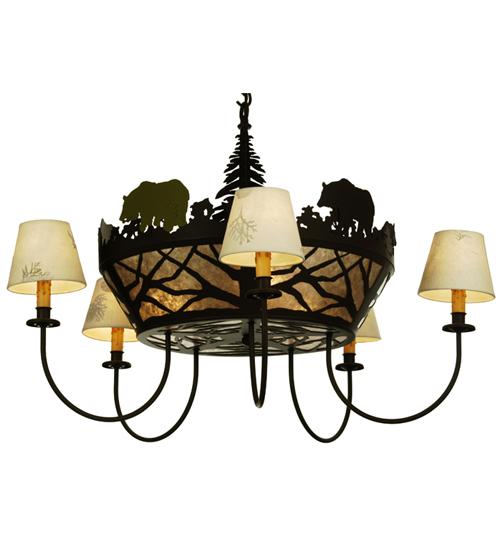 36&#34;W Bear on the Loose 5 LT Chandelier