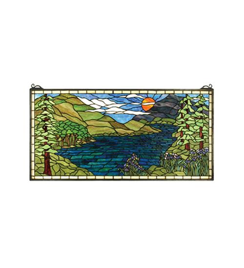 40&#34;W X 20&#34;H Sunset Meadow Stained Glass Window