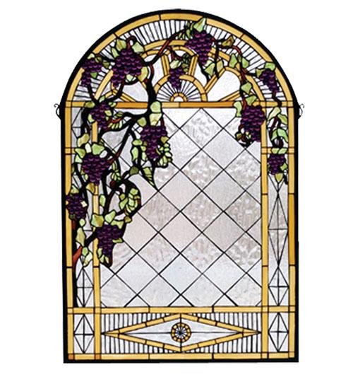 24&#34;W X 36&#34;H Grape Diamond Trellis Stained Glass Window