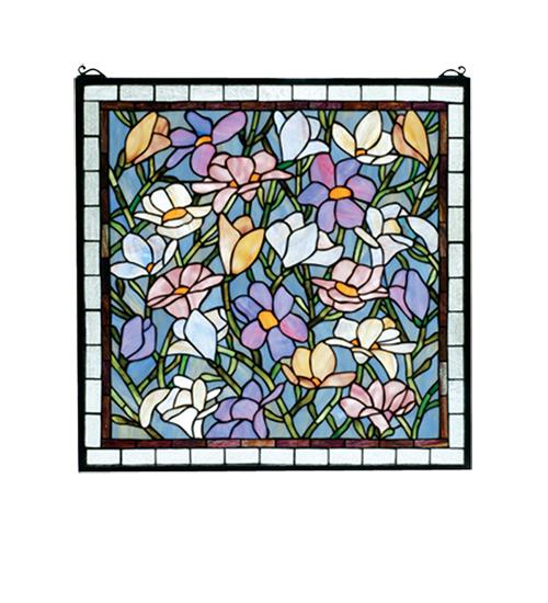 22&#34;W X 22&#34;H Sugar Magnolia Stained Glass Window