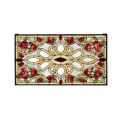 36&#34;W X 20&#34;H Bed of Roses Stained Glass Window