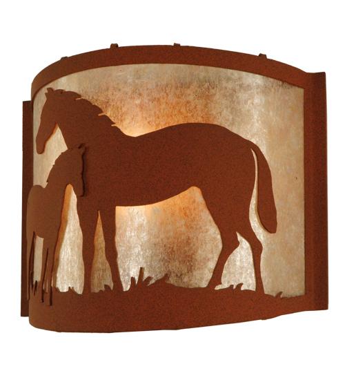 12&#34;W Mare & Foal Wall Sconce