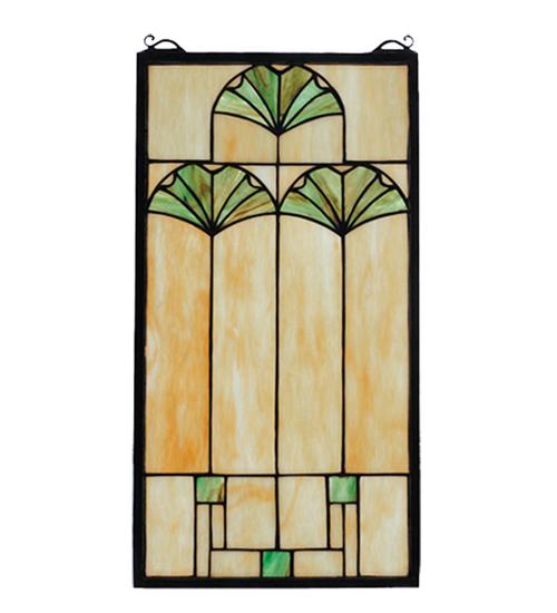 11&#34;W X 20&#34;H Ginkgo Stained Glass Window