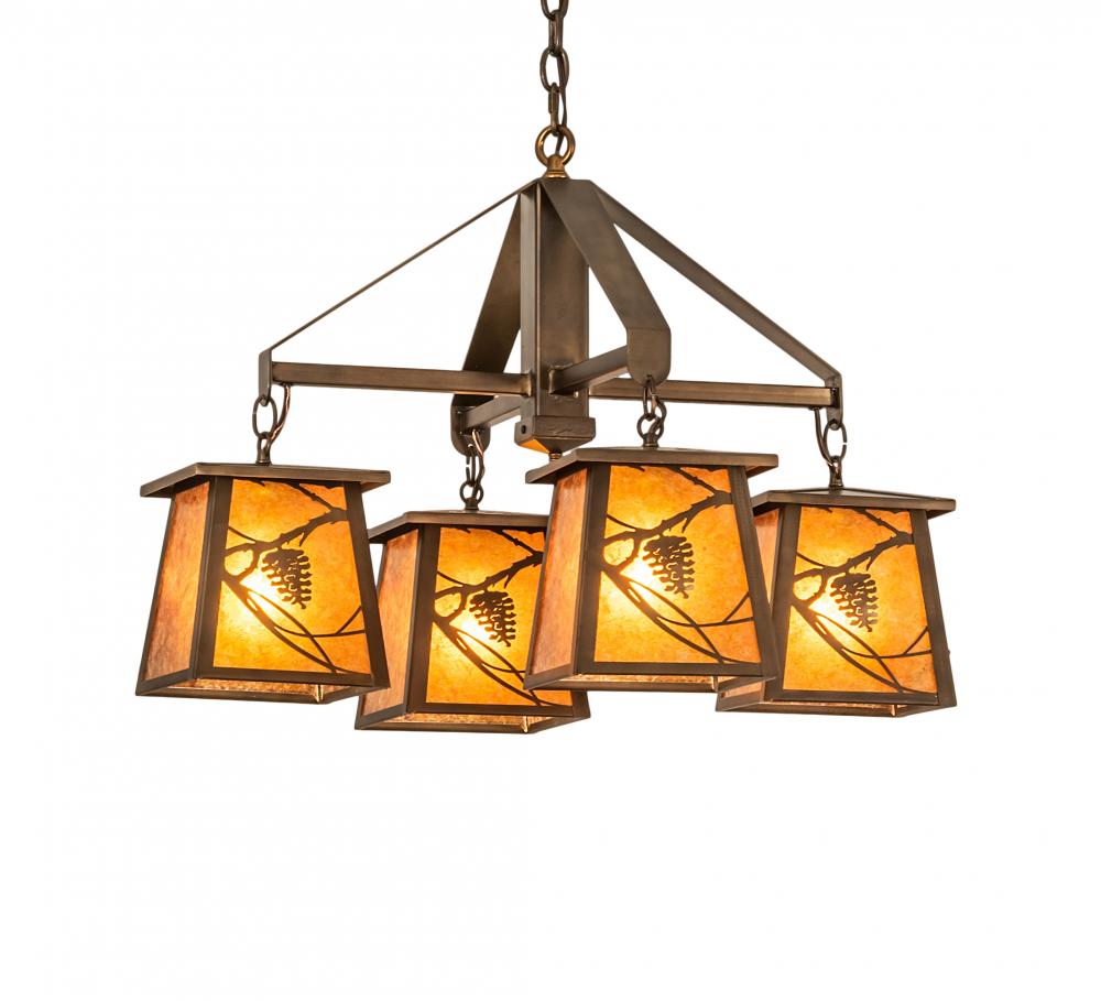 28&#34; Wide Whispering Pines 4 Light Chandelier