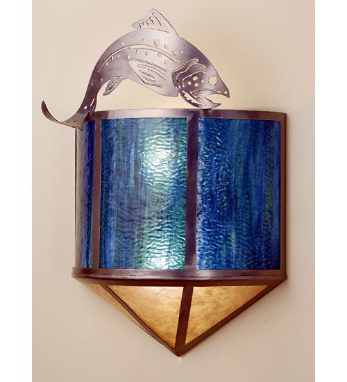 14&#34; Wide Leaping Trout Wall Sconce