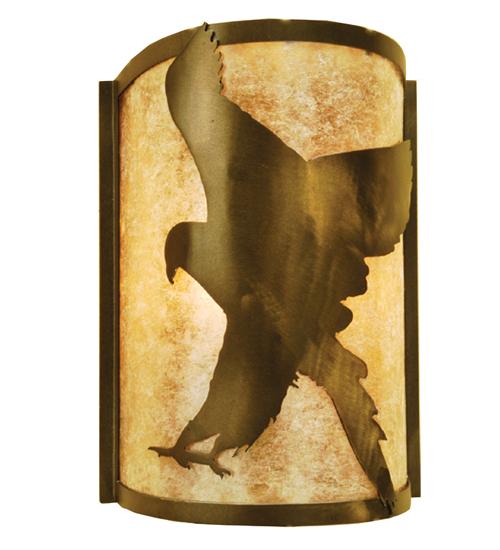 8&#34;W Flying Hawk Left Wall Sconce.