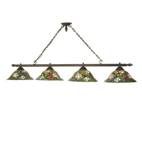 72&#34; Long Tiffany Rosebush 4 Light Island Pendant