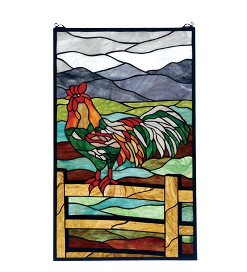 19&#34;W X 31&#34;H Rooster Stained Glass Window