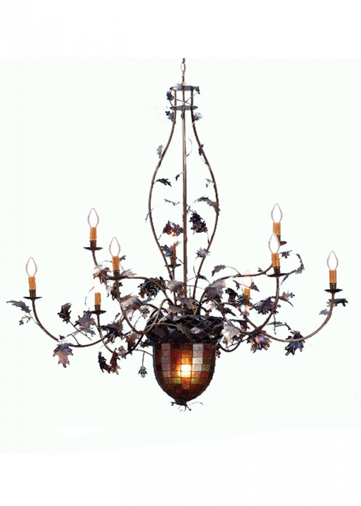 63&#34; Wide Greenbriar Oak 9 Light Chandelier