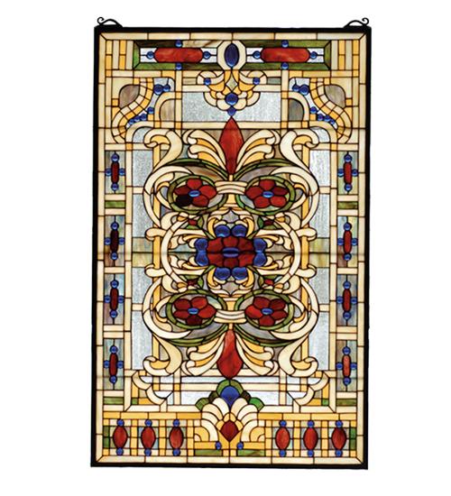 22&#34;W X 35&#34;H Estate Floral Stained Glass Window