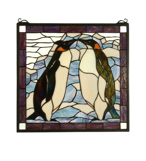 19&#34;W X 19.5&#34;H Penguin Stained Glass Window