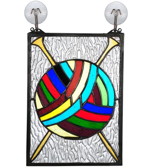 6&#34;W X 9&#34;H Ball of Yarn W/Needles Stained Glass Window