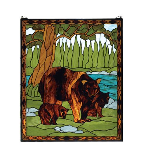 25&#34;W X 30&#34;H Brown Bear Stained Glass Window