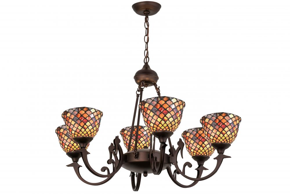 32.5&#34;W Tiffany Fishscale 6 LT Chandelier