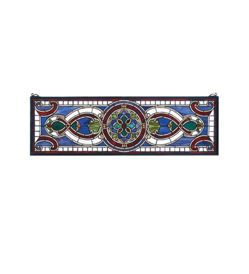 36&#34; Wide X 11&#34; High Evelyn in Lapis Stained Glass Window