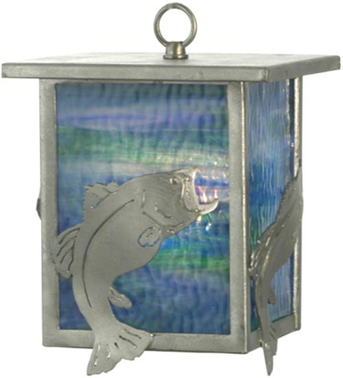 8&#34;W Leaping Bass Lantern Mini Pendant