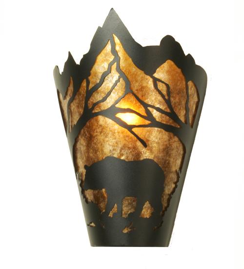 8&#34; Wide Bear at Dawn Wall Sconce