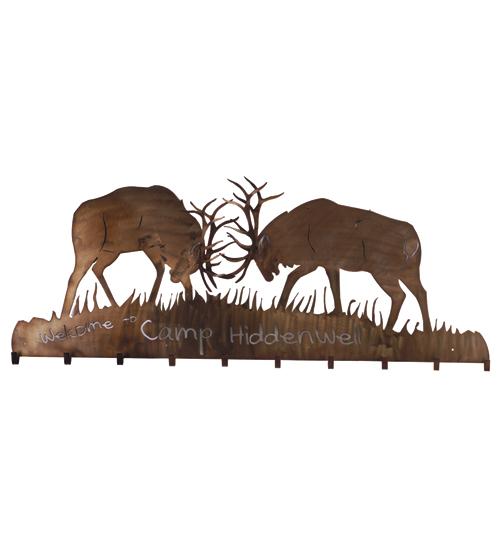 60&#34;W Battling Bucks 10 Hooks Coat Rack