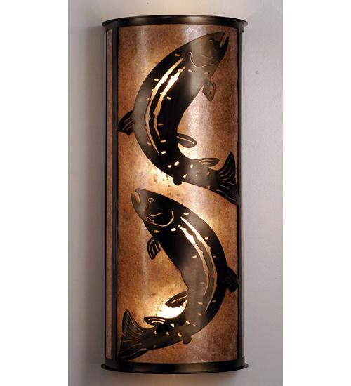 13&#34;W Leaping Trout Wall Sconce