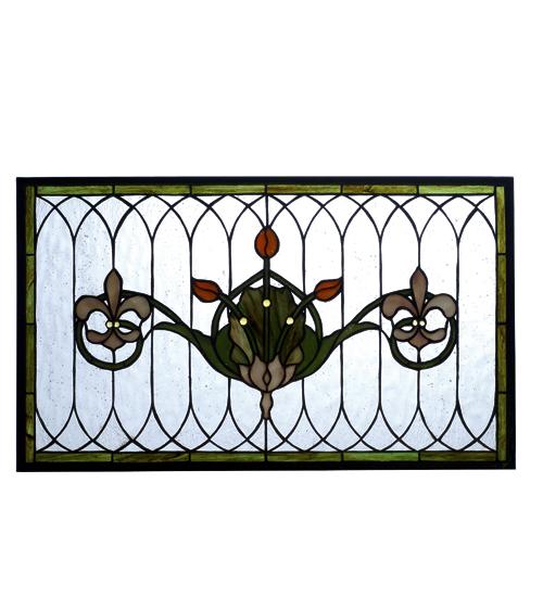 24.4&#34;W X 14.4&#34;H Tulip & Fleurs Stained Glass Window