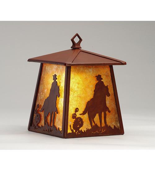 7&#34; Wide Cowboy and Horse Lantern Wall Sconce