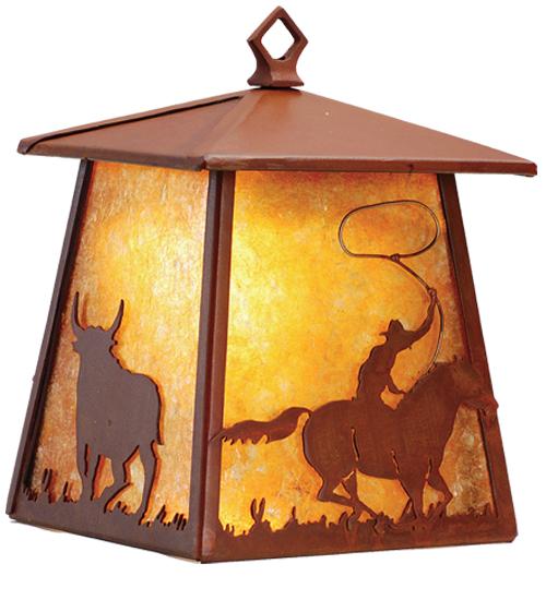 7.5&#34; Wide Cowboy & Steer Hanging Wall Sconce