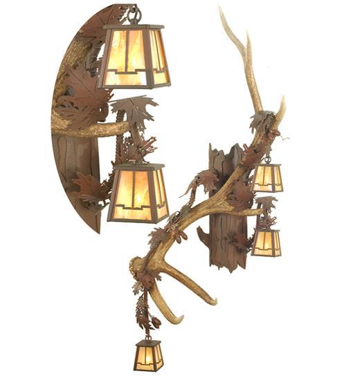 46&#34; Wide Antlers Elk 3 Light Wall Sconce