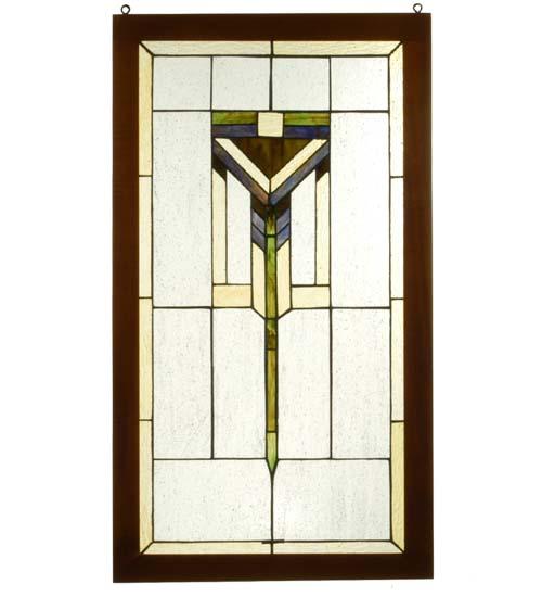 17&#34;W X 30&#34;H Prairie Wood Frame Stained Glass Window