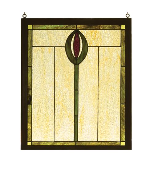 14&#34;W X 17&#34;H Spear Wood Frame Stained Glass Window