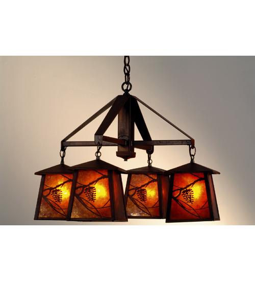 28&#34; Wide Whispering Pines 4 LT Chandelier