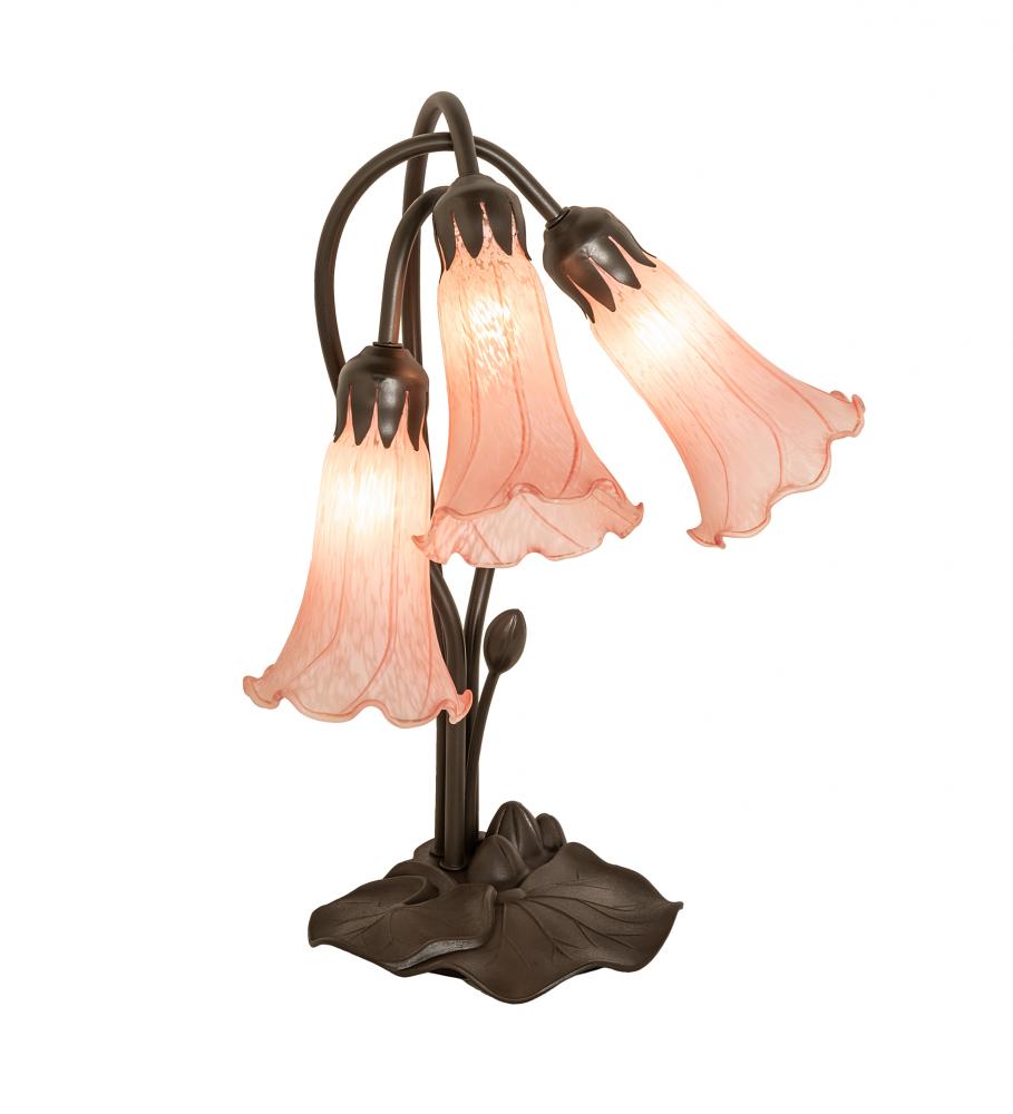 16&#34; High Pink Tiffany Pond Lily 3 Light Accent Lamp