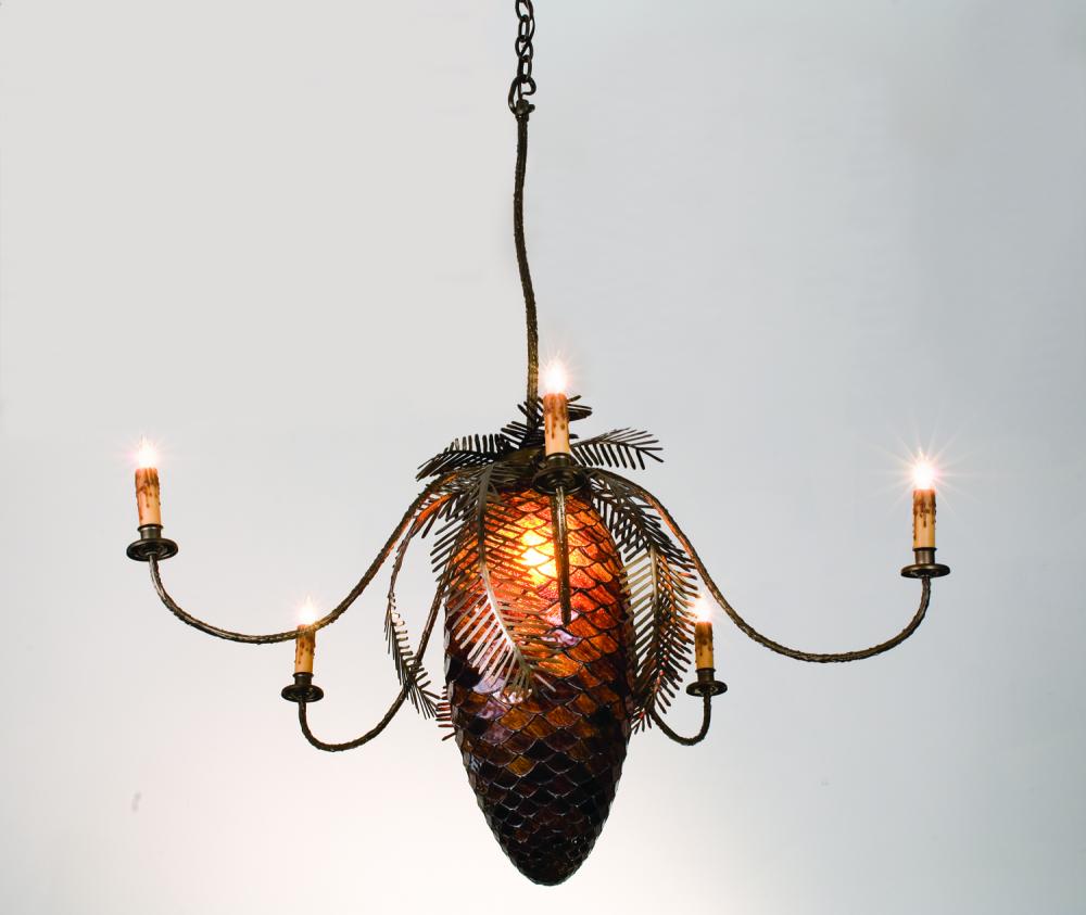 36&#34; Wide Pinecone 5 Light Chandelier