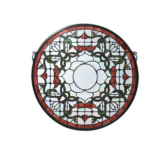 20&#34;W X 20&#34;H Tulip Bevel Medallion Stained Glass Window