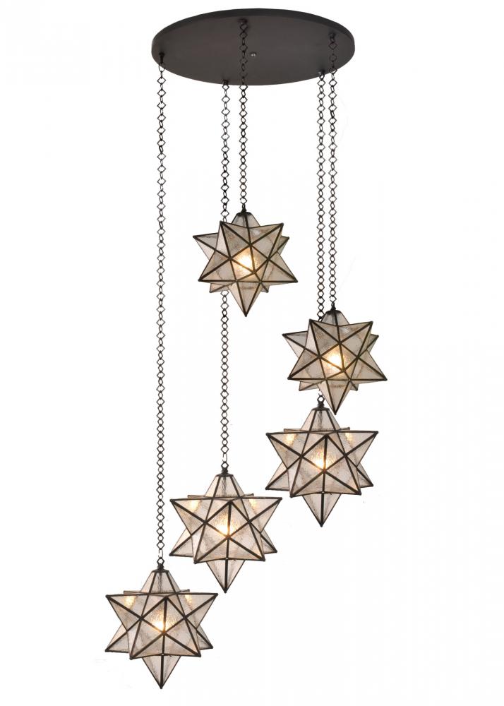 45&#34; Wide Moravian Star 5 Light Cascading Pendant