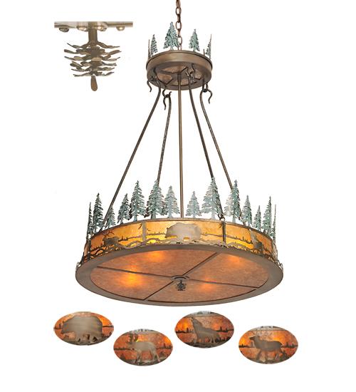 38&#34; Wide Wildlife at Pine Lake Inverted Pendant