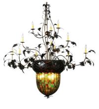 Meyda Green 100697 - 63"W Greenbriar Oak 12 Arm Chandelier