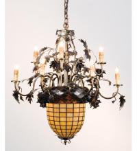 Meyda Green 12753 - 28.5"W Greenbriar Oak 9 Arm Chandelier