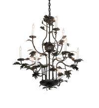 Meyda Green 232381 - 36" Wide Oak Leaf 9 Light Chandelier