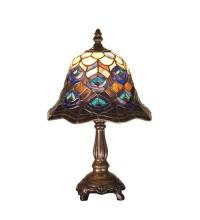 Meyda Green 30317 - 13.5"H Tiffany Peacock Feather Mini Lamp