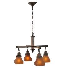 Meyda Green 50363 - 26"W Bungalow Frosted Amber 4 LT Chandelier