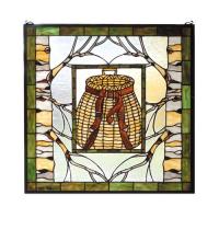 Meyda Green 73909 - 25"W X 25"H Pack Basket Stained Glass Window