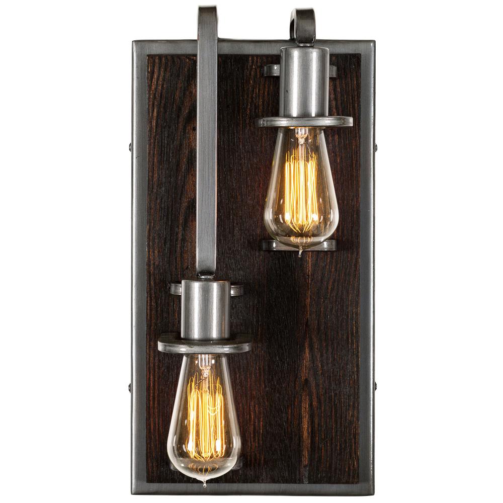 Lofty 2-Lt Left Sconce - Steel/Zebrawood