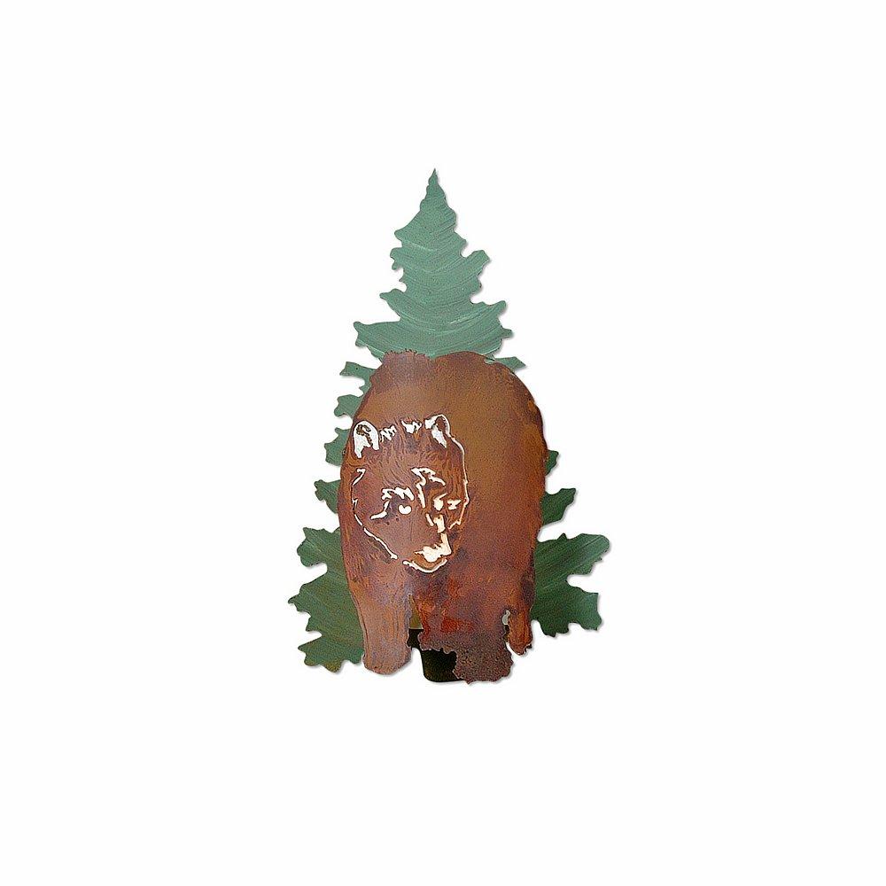 Bear in the Woods Sconce - Pine Tree Green-Rust Patina base Finish