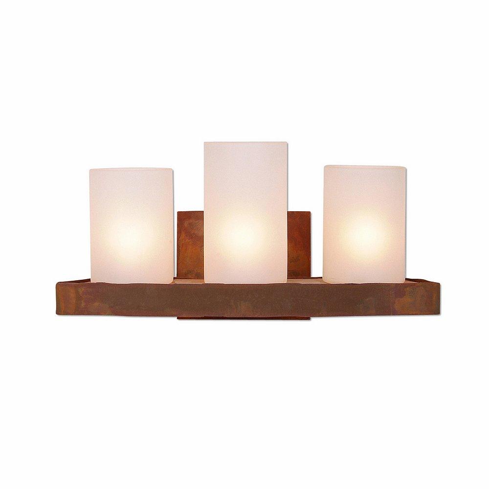 Wisley Triple Sconce - Rustic Plain - Frosted Glass Bowl - Rust Patina Finish