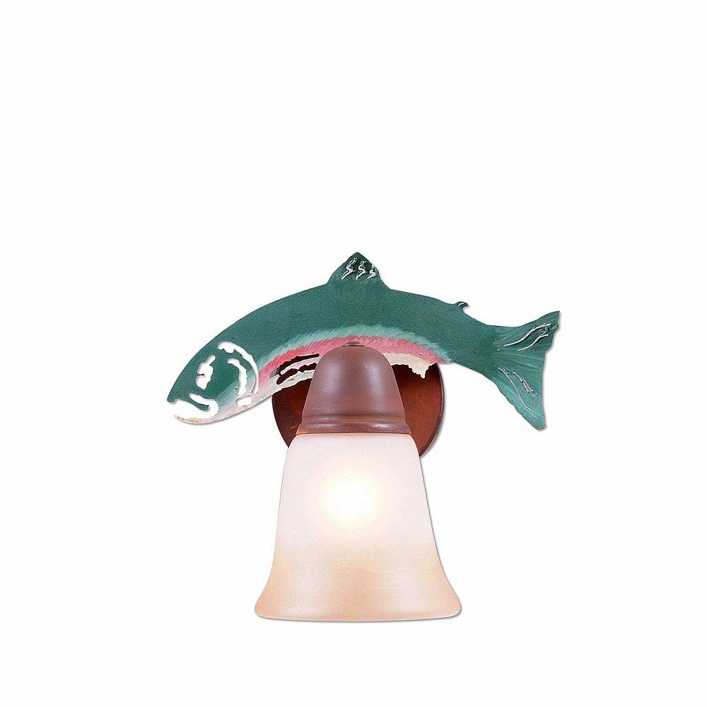 Lakeside Single Sconce - Trout - Two-Toned Amber Cream Bell Glass - Fish Stain