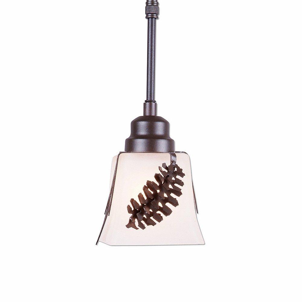 Woodland Pendant Single - Spruce Cone - Frosted Glass Bowl - Dark Bronze Metallic Finish