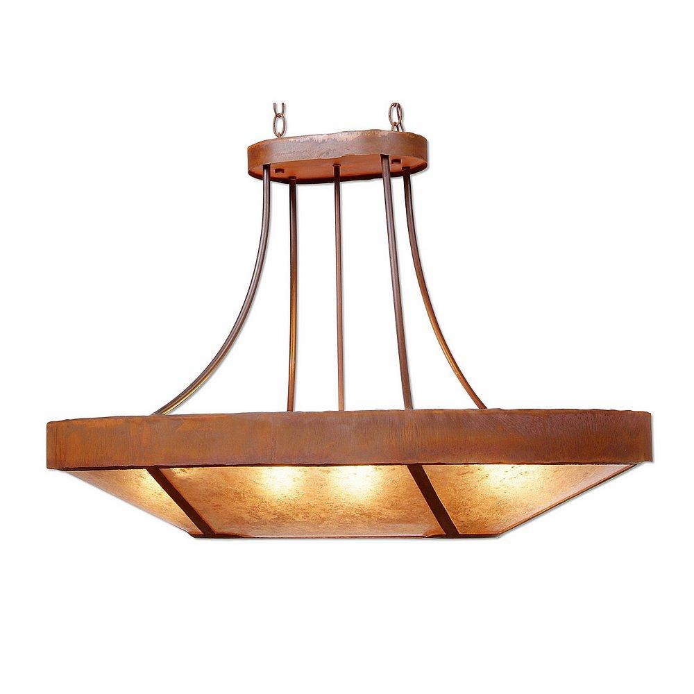 Ridgemont Chandelier Oval - Rustic Plain - Almond Mica Shade - Rust Patina Finish