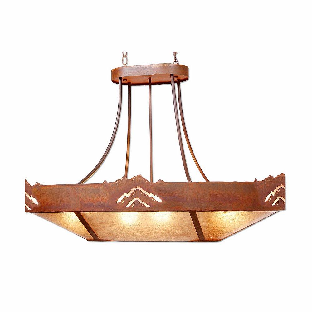 Ridgemont Chandelier Oval - Mountain - Almond Mica Shade - Rust Patina Finish