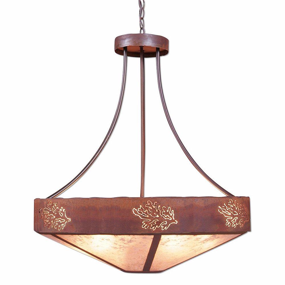 Ridgemont Chandelier Medium - Shade Bottom - Cedar Bough Cutout - Almond Mica Shade